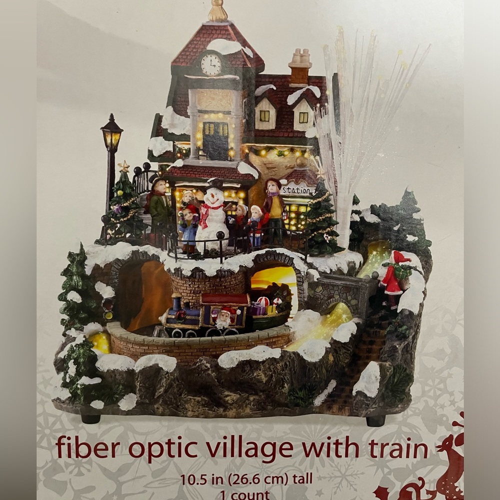 Musical Xmas village w lights